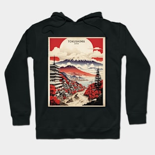 Tokushima Japan Travel Vintage Tourism Poster Hoodie